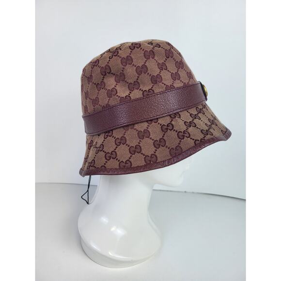 Gucci Burgundy Monogram Canvas Bucket Hat M - Picture 4 of 9